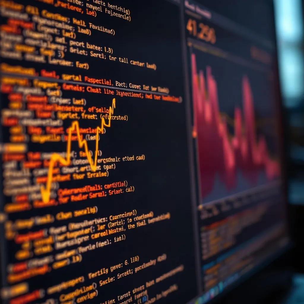 Close up of a computer screen showing complex code analysis