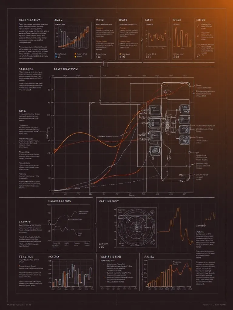 Digital schematic showing data flow and scaling, blueprint s